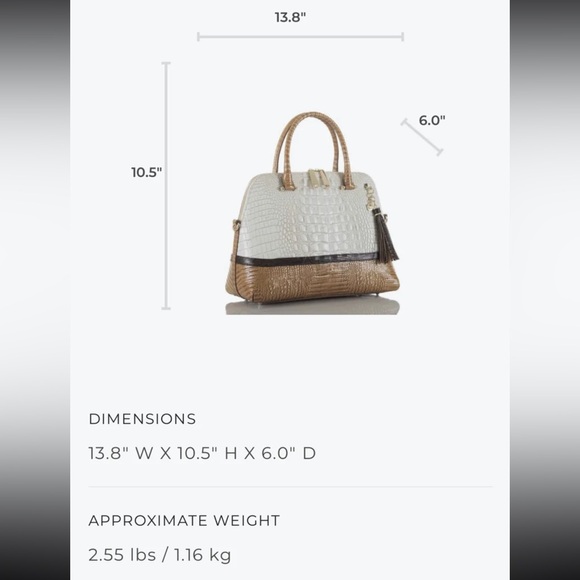 Brahmin Authentic Sydney Coconut Kedima Large Genuine Leather Tote Bag . - Picture 11 of 15